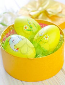 easter eggs in yellow box