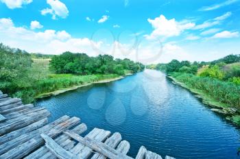 River in Ukraine, big river and blue sky