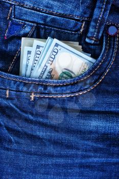dollars in jeans pocket, jeans background
