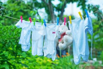 baby clothes, clear baby linnen in garden