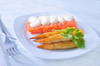 salmon and corn