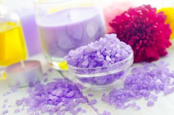 Violet sea salt for spa and candle