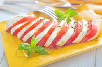 caprese, fresh salad with tomato and mozzarella