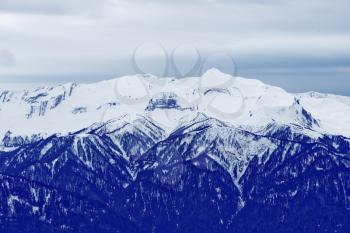 Winter mountain in Sochi. Snow in mountains. Russian Federation. 