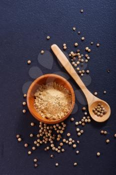 white pepper on a table, aroma spice in bowl