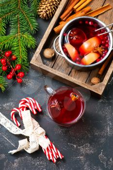  christmas drink with aroma spice on a table