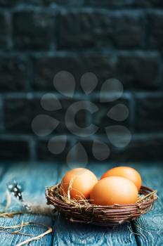 brown easter eggs on a table, easter background