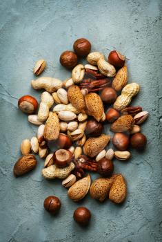 nut mix on a table, varios of nuts