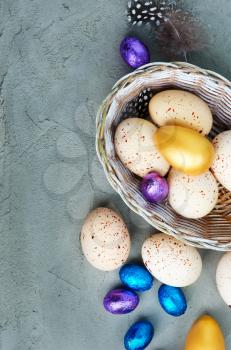 easter eggs on a tabble, easter background