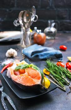 salmon fish with salt and spice, stock photo