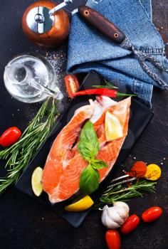 salmon fish with salt and spice, stock photo