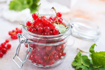 red currant in glass bank, fresh currant