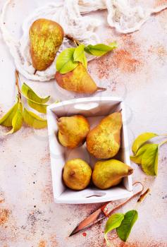 fresh pears on a table, stock photo
