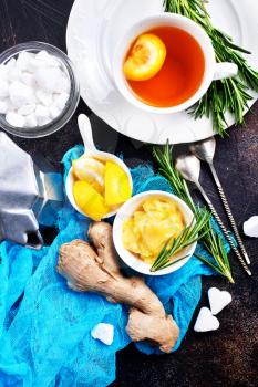 Tea with honey and ginger, stock photo