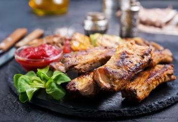grilled meat, meat with sauce, stock photo