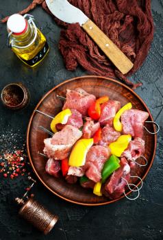 raw kebab, raw meat for kebab with spice