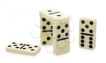 Dominoes construction built on white background