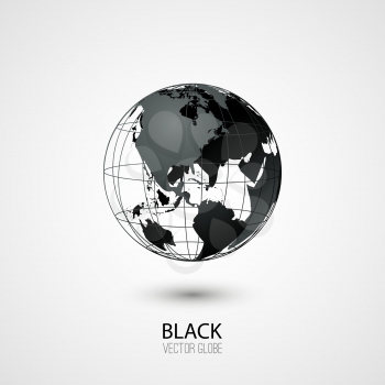 Black transparent globe isolated in white background. Vector icon.