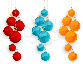 Set of color Merry Christmas  baubles . Vector illustration.