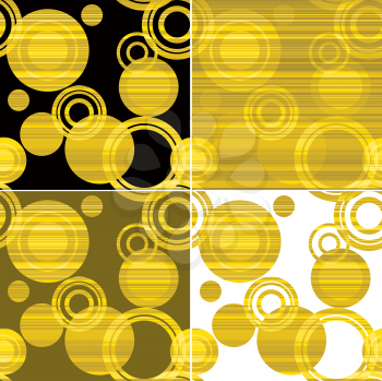  Vector illustration set of seamless gold pattern with circle.  