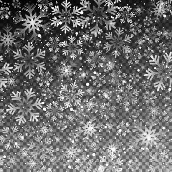 Vector illustration. Abstract Christmas background. Seamless pattern. Realy transparent snowflakes