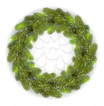 Vector Detailed Christmas Wreath. Fir tree branch