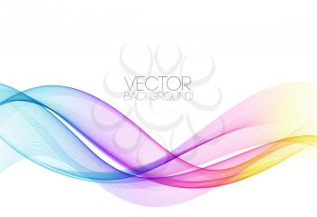 Abstract shiny spectrum multicolor wave design element on white background. Gologram, rainbow color
