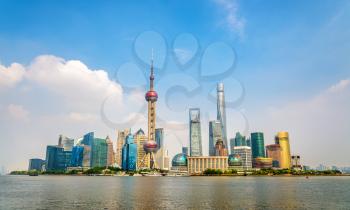Shanghai skyline above the Huangpu River in China
