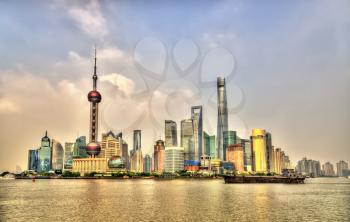 Shanghai skyline above the Huangpu River in China