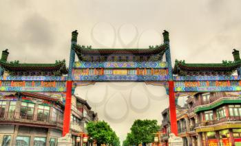 View of Qianmen Memorial Archway in Beijing - China