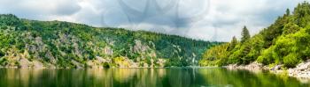 Panorama of Lac Blank, a lake in the Vosges Mountains, France