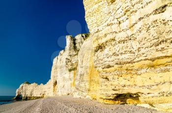 Chalk cliff at Etretat in Normandy, France