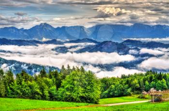 Landscape of the Julian Alps in Slovenia, Europe