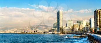 The Corniche seaside promenade in Beirut, the capital of Lebanon