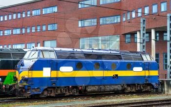 Diesel locomotive at Amersfoort railway station in the Netherlands