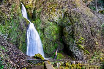 Wahkeena Falls in the Columbia River Gorge - Oregon, USA