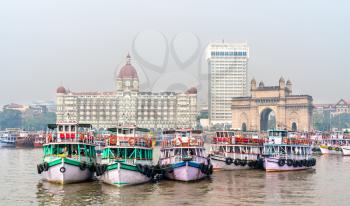 Ferries near the Gateway of India in Mumbai - Maharashtra, India