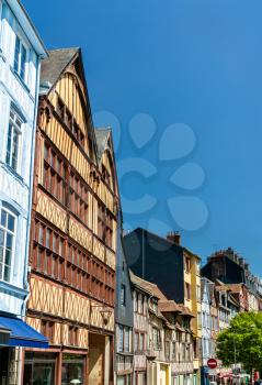 Traditional half-timbered houses in the old town of Rouen - Normandy, France