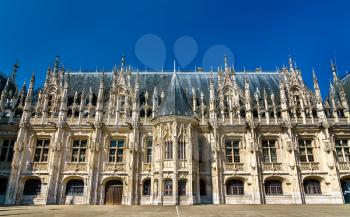 Gothic facade of the Palace of Justice in Rouen - Normandy, France