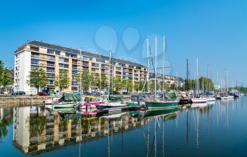 View of a marina in Caen, the Calvados department of France