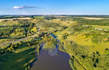 Aerial view of swamps in Central Black Earth Region - Kursk Oblast, Russia