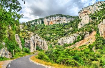 Road through rocks in Vaucluse - Provence, France