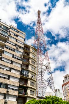 Telecommunications tower at 18 de Julio Avenue in Montevideo, Uruguay