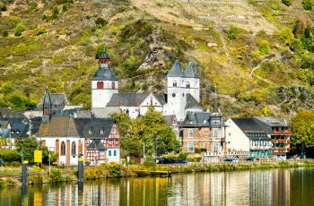 St. Castor Church in Treis-Karden town at the Moselle river in Rhineland-Palatinate, Germany