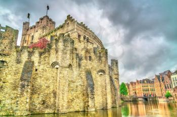 The Gravensteen, a medieval castle in Ghent - East Flanders, Belgium