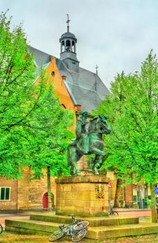 Statue of Saint Willibrord near the Janskerk church in Utrecht - the Netherlands