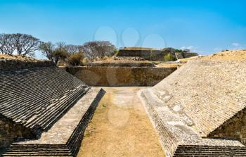 Mesoamerican ballcourt at the Monte Alban archaeological site near Oaxaca in Mexico