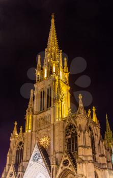 View of Saint Epvre basilica in Nancy at night - France, Lorraine