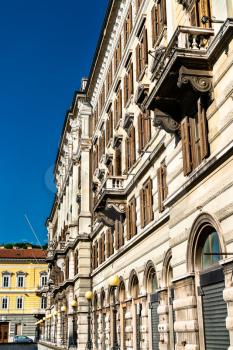 View of historic buildings in the old town of Trieste, Italy