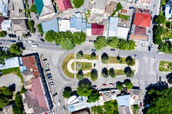 Top view of a city square in Gori, Georgia